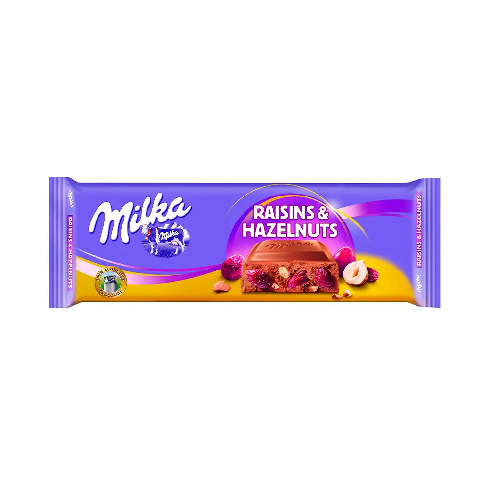 P1235208.webp Tableta de Chocolate Milka Pasas y Avellanas 300gr - Imagen 1