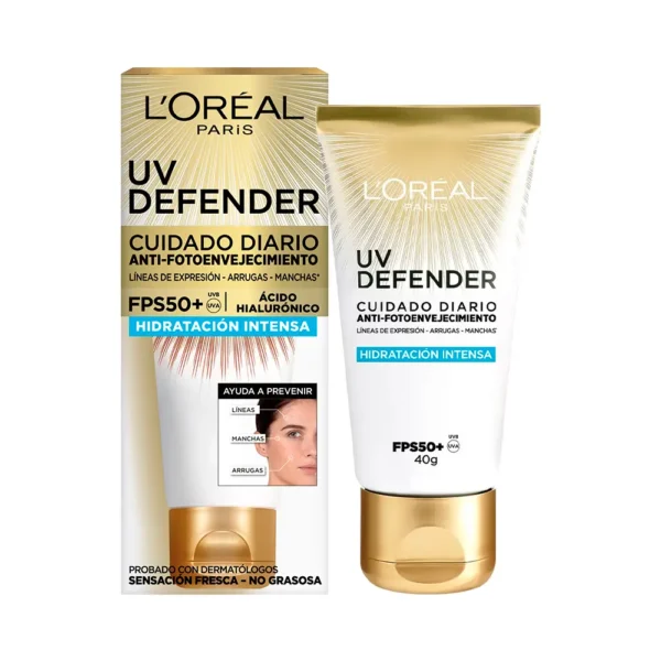 P1250976.webp Protector Solar Facial Loreal Paris UV Defender FPS50+ Hidratacion Intensa 40g - Imagen 1