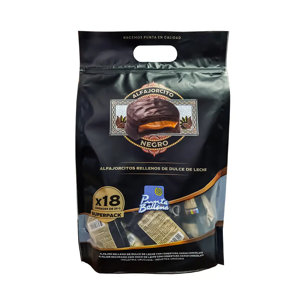P1850494.webp Alfajorcito Negro Punta Ballena Relleno Dulce de Leche 18 Unidades 25gr - Imagen 1