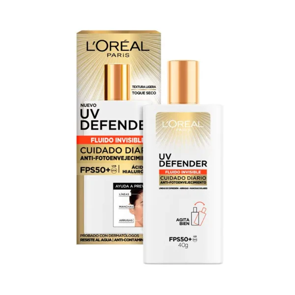 Protector Solar Loreal UV Defender Fluido Invisible FPS 50+ 40gr - Imagen 1