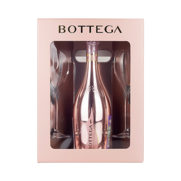 Kit Espumante Bottega Rose Glamour 750ml + 2 Copas - Imagen 1