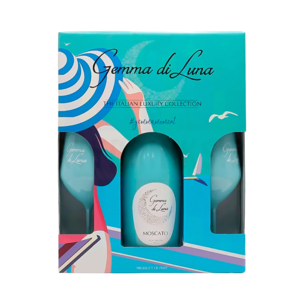Kit Espumante Gemma Di Luna Moscato 750ml + 2 Copas - Imagen 1
