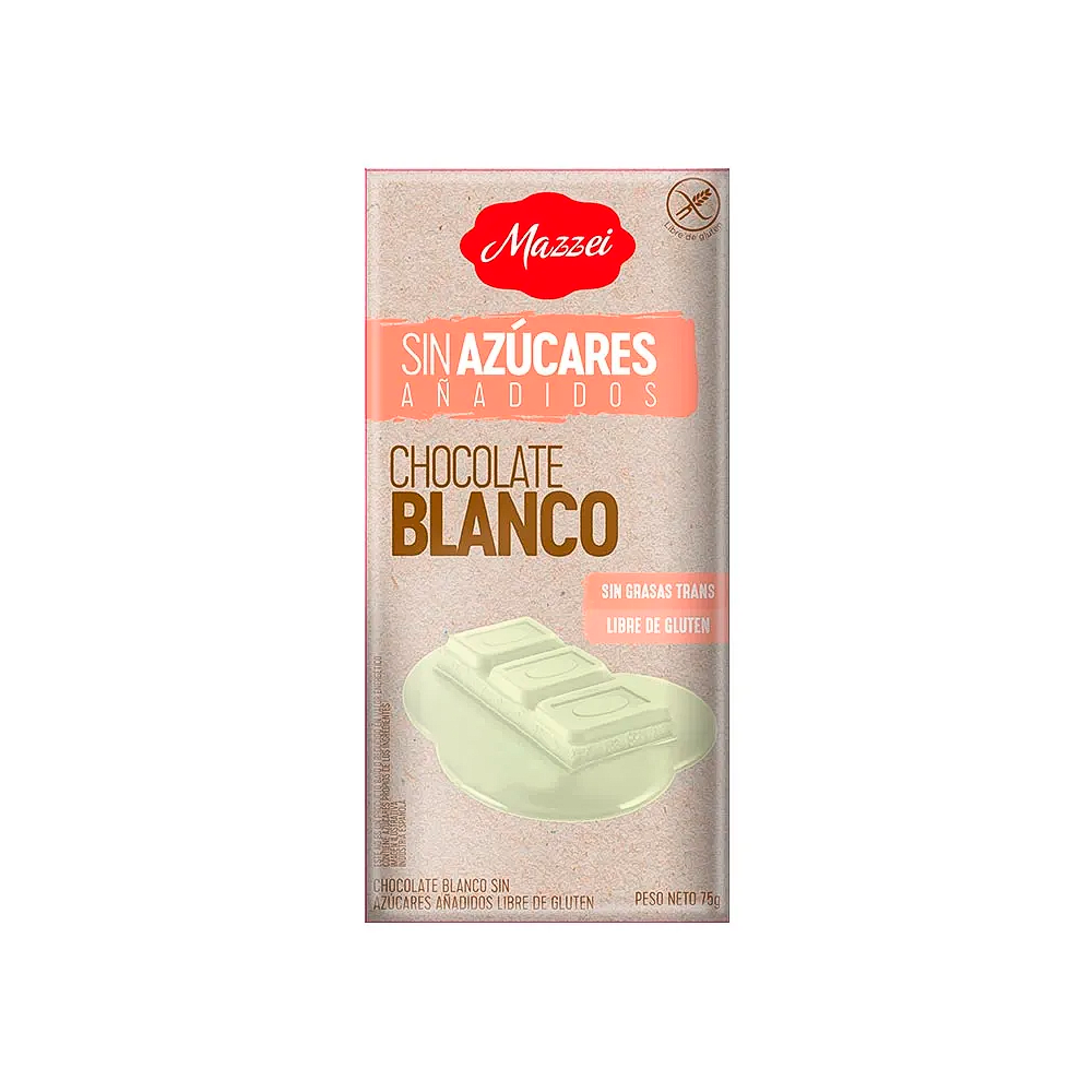 P1244239-1 MAZZEI CHOCOLATE BLANCO S/ AZUCAR 75g - Imagen 1