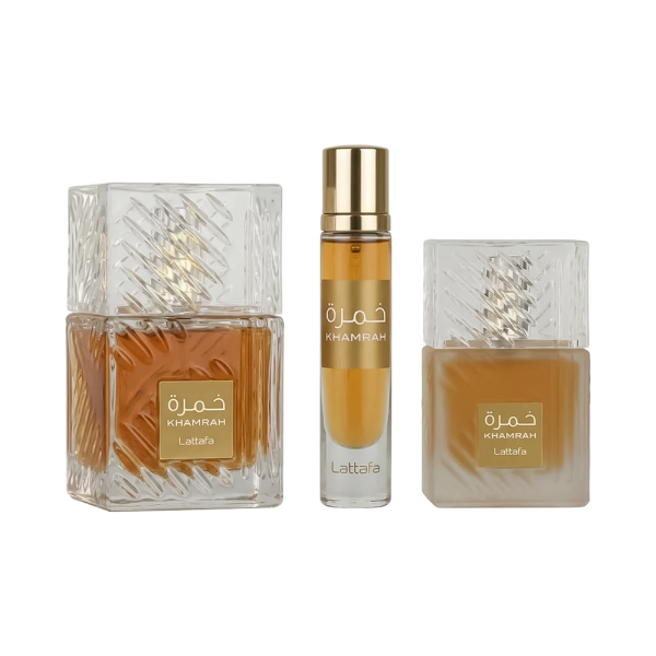 Kit Perfume Lattafa Khamrah EDP 100ml + 50ml + 12ml - Unisex - Imagen 2