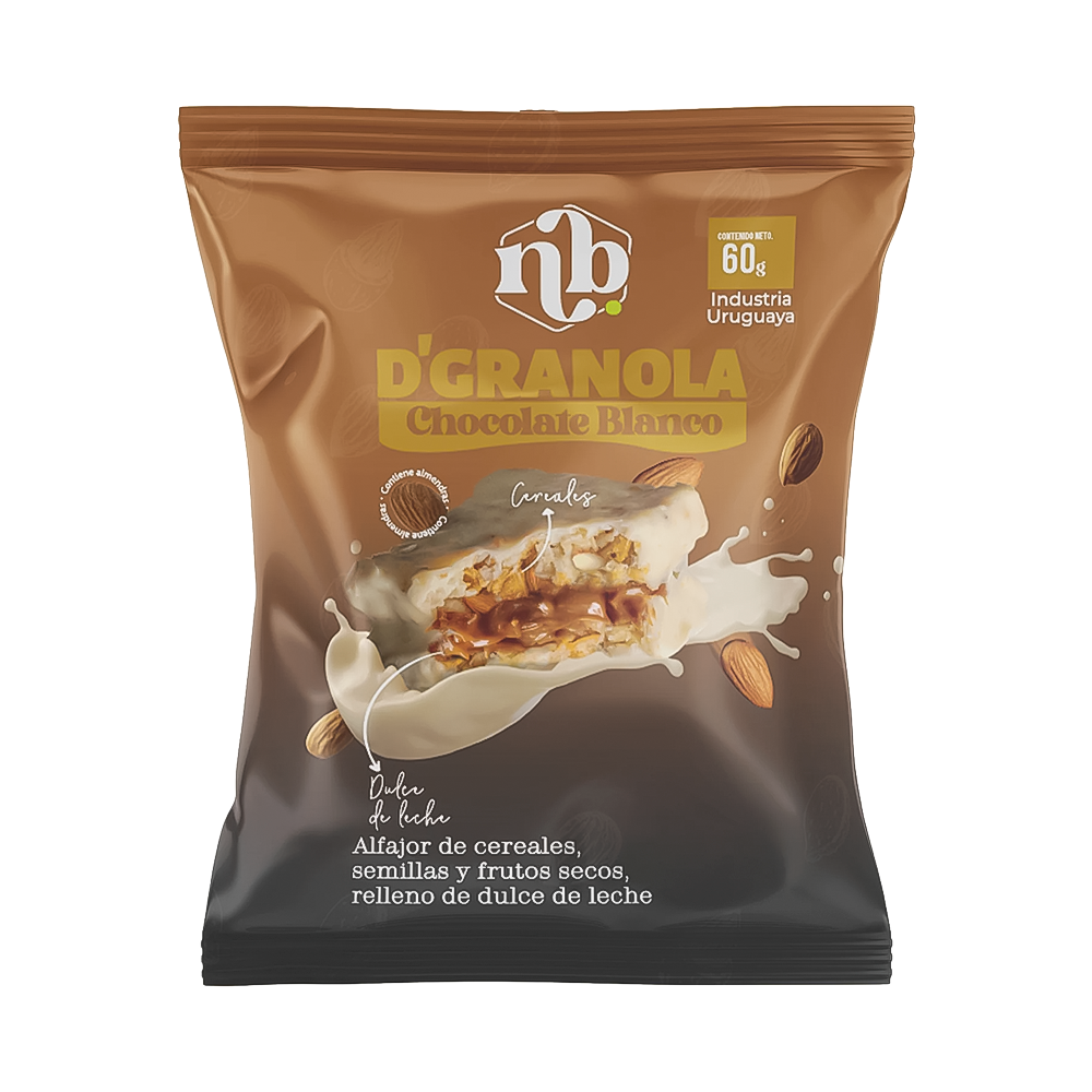 P8987222 Alfajor Natural Bars D´Granola Chocolate Blanco - 60g - Imagen 1