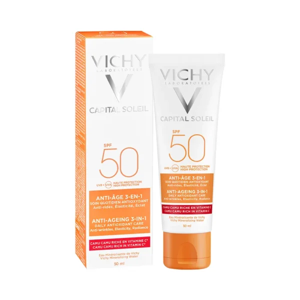 P1250972.webp Protector Solar Facial Vichy Capital Soleil Anti-Age 3 en 1 SPF50 50ml - Imagen 1